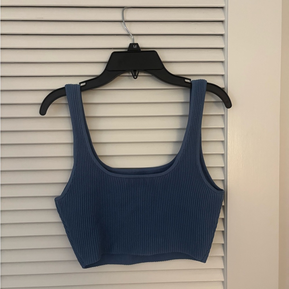 Blue Ribbed Tank Top - Picture 3 of 4